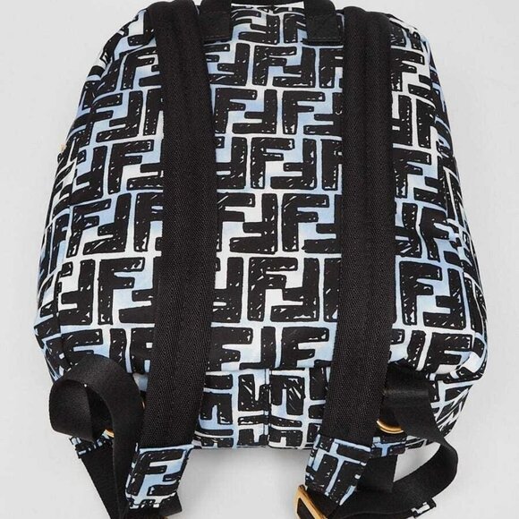 Fendi Blue/Black FF Nylon Small Joshua Backpack Bag - 8BZ048 - Picture 3 of 11